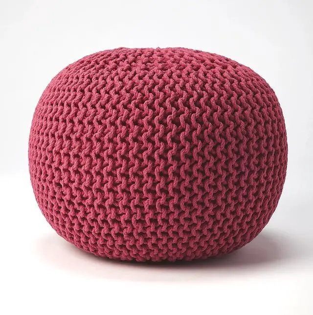 Alt view image 2 of 5 - Pincushion Woven 19"W Pouffe in Pink 3689193