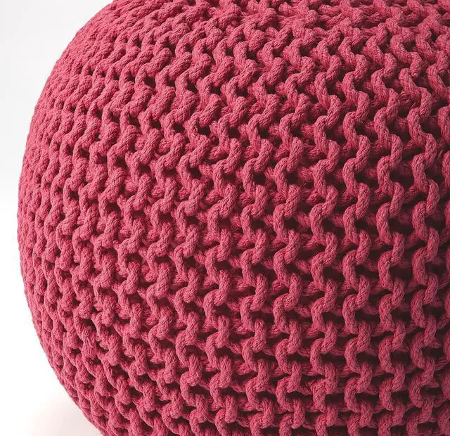 Alt view image 5 of 5 - Pincushion Woven 19"W Pouffe in Pink 3689193