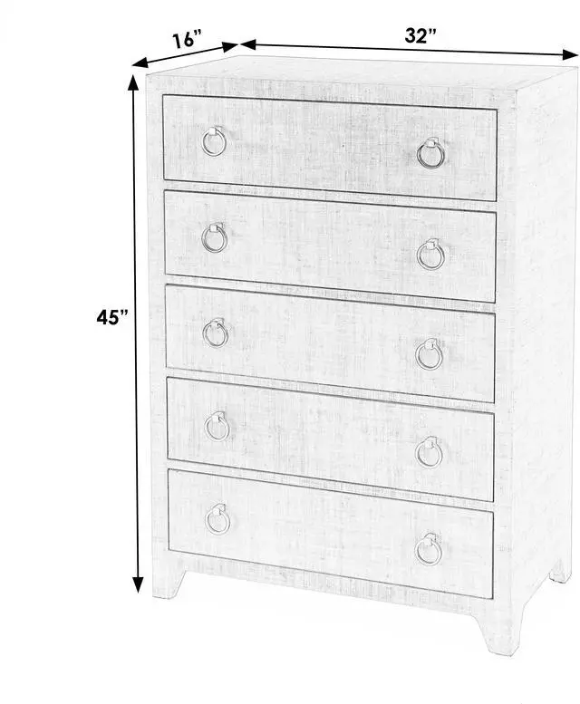 Alt view image 5 of 7 - Bar Harbor 5 Drawer Raffia Dresser in Natural 5707362