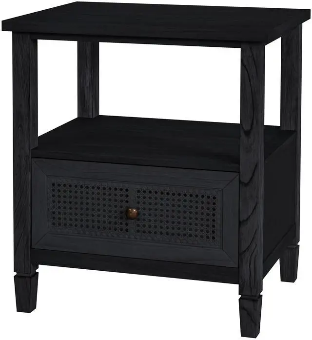 Main image of Flagstaff 1-Drawer Cane Nightstand in Black 5727432