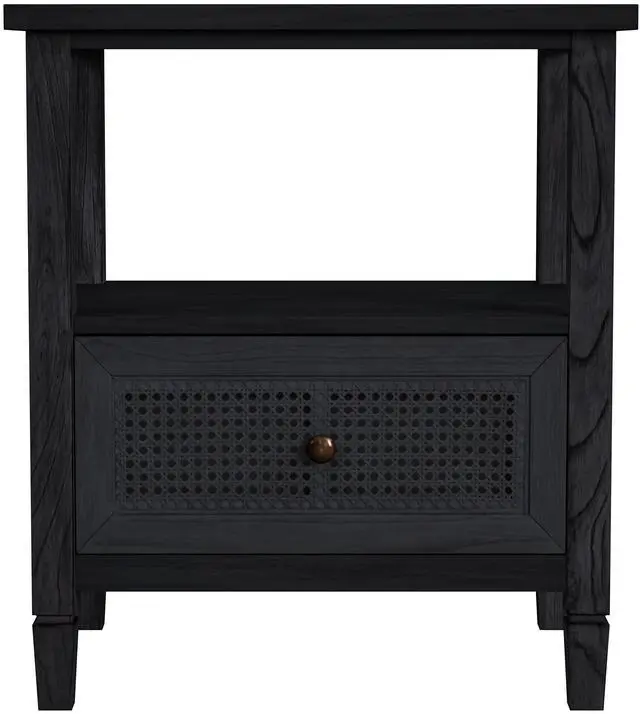 Alt view image 5 of 7 - Flagstaff 1-Drawer Cane Nightstand in Black 5727432