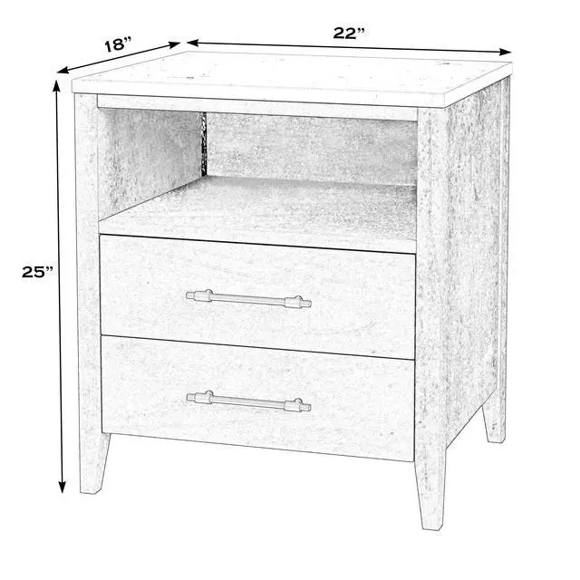Alt view image 4 of 7 - Mayfair 2 Drawer Wood and Marble Nightstand in Light Brown 5752455