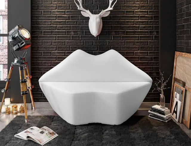 Alt view image 2 of 7 - Kiss Modern Vegan Leather Loveseat in White LS010-WH