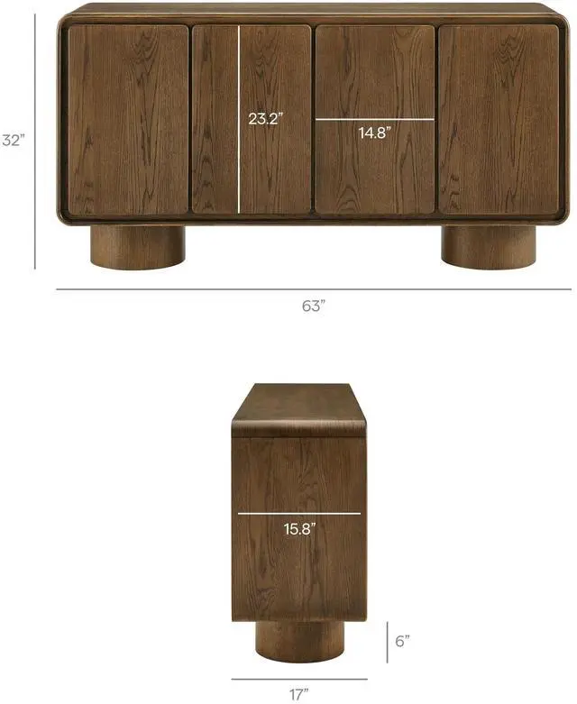 Alt view image 3 of 7 - Lumo 4-Door Curved Wood Accent Cabinet by Modway