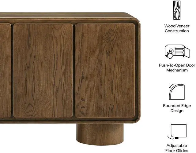 Alt view image 2 of 7 - Lumo 4-Door Curved Wood Accent Cabinet by Modway