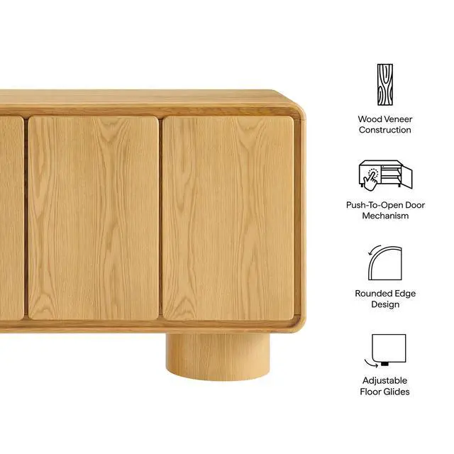 Alt view image 2 of 7 - Lumo 4-Door Curved Wood Accent Cabinet by Modway
