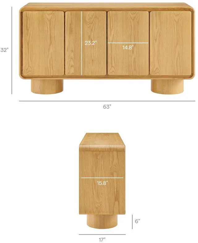 Alt view image 3 of 7 - Lumo 4-Door Curved Wood Accent Cabinet by Modway