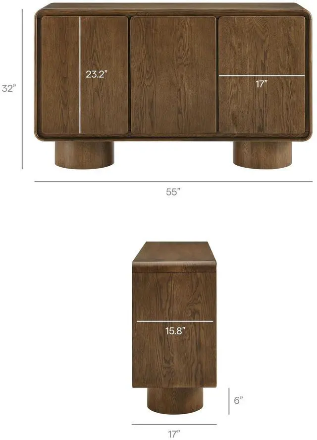 Alt view image 3 of 7 - Lumo 3-Door Curved Wood Accent Cabinet by Modway