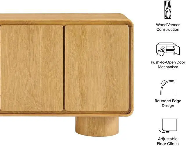 Alt view image 2 of 7 - Lumo 3-Door Curved Wood Accent Cabinet by Modway