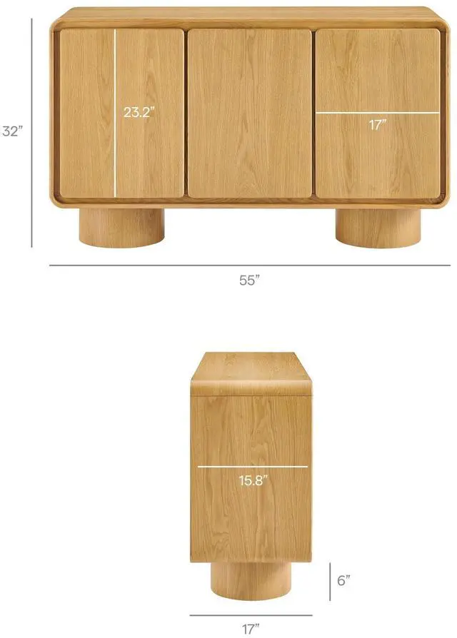 Alt view image 3 of 7 - Lumo 3-Door Curved Wood Accent Cabinet by Modway