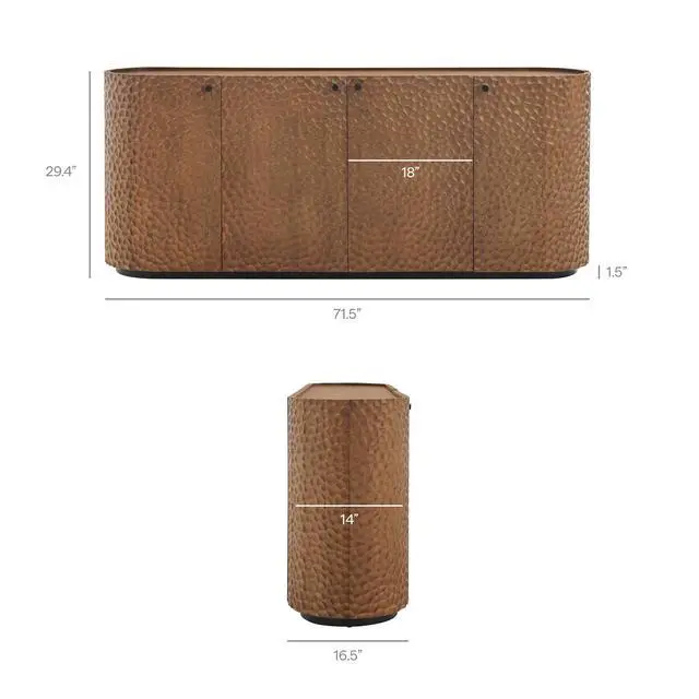 Alt view image 3 of 7 - Aven 71.5 Inch Oval Chiseled Wood Sideboard Buffet Cabinet with Hammered Effect by Modway