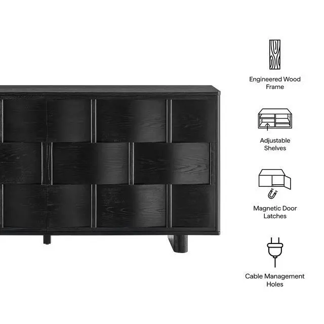 Alt view image 2 of 7 - Foundry 71" Woven Design Buffet Storage Cabinet by Modway
