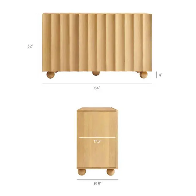Alt view image 3 of 7 - Sorren 54 Inch Scalloped Wood 3-Door Sideboard by Modway