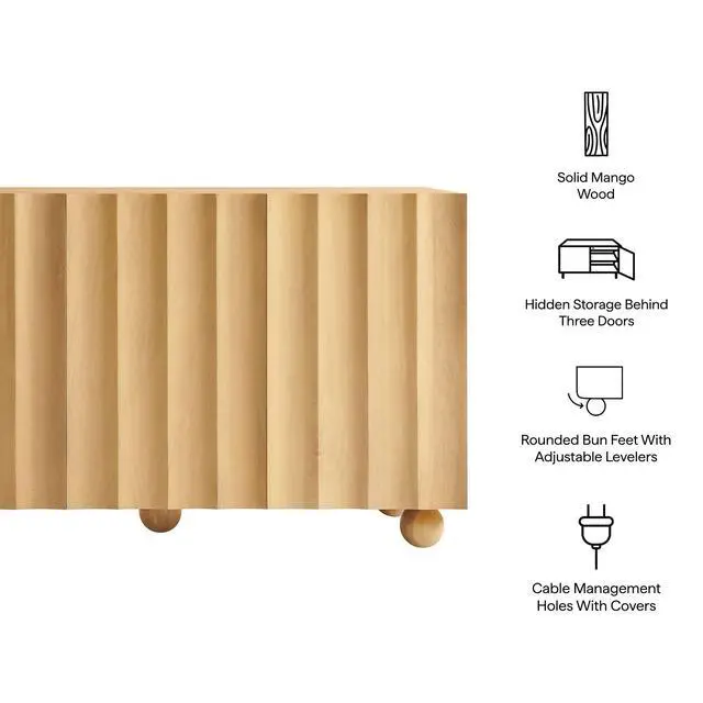 Alt view image 2 of 7 - Sorren 54 Inch Scalloped Wood 3-Door Sideboard by Modway