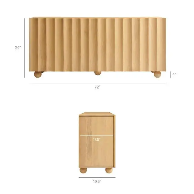 Alt view image 3 of 7 - Sorren 72 Inch Scalloped Wood 4-Door Sideboard by Modway