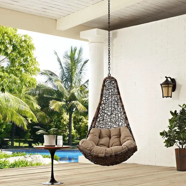 Alt view image 3 of 7 - Abate Outdoor Patio Swing Chair Without Stand Wicker Rattan