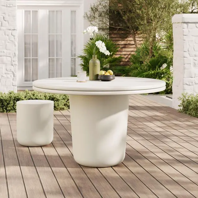 Alt view image 6 of 7 - Brion 48" Indoor - Outdoor Patio Concrete Round Dining Table
