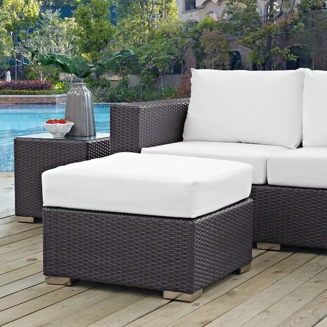 Alt view image 3 of 5 - Convene Outdoor Patio Fabric Square Ottoman by Modway