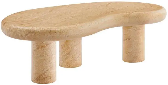 Main image of Elowen Indoor - Outdoor Patio Textured Faux Travertine Coffee Table