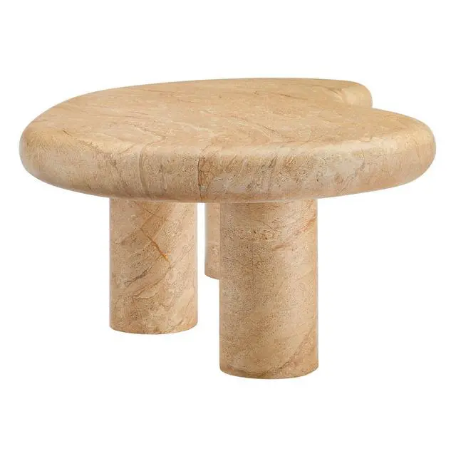 Alt view image 5 of 7 - Elowen Indoor - Outdoor Patio Textured Faux Travertine Coffee Table