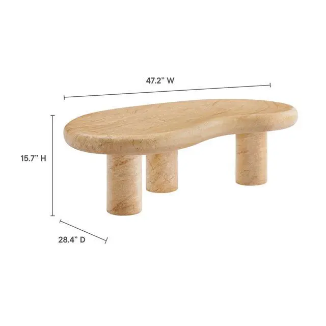 Alt view image 2 of 7 - Elowen Indoor - Outdoor Patio Textured Faux Travertine Coffee Table
