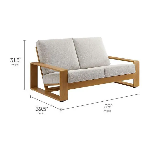 Alt view image 4 of 7 - Lirienne 4-Piece Outdoor Patio Aluminum Faux Wood Furniture Set