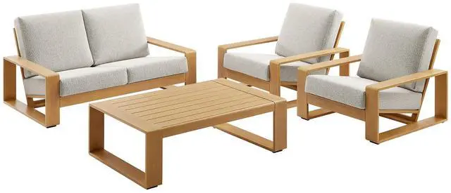 Main image of Lirienne 4-Piece Outdoor Patio Aluminum Faux Wood Furniture Set