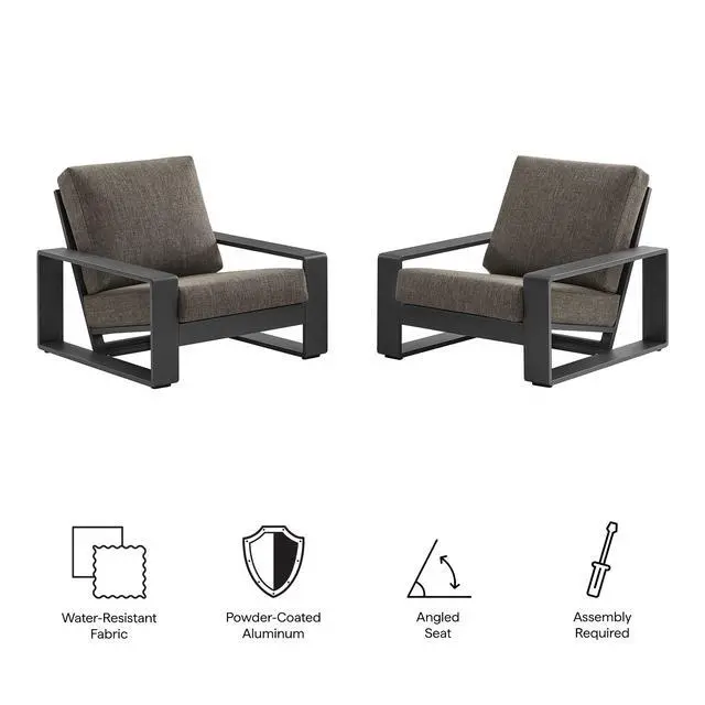 Alt view image 2 of 7 - Lirienne Outdoor Patio Aluminum Faux Wood Armchairs Set of 2