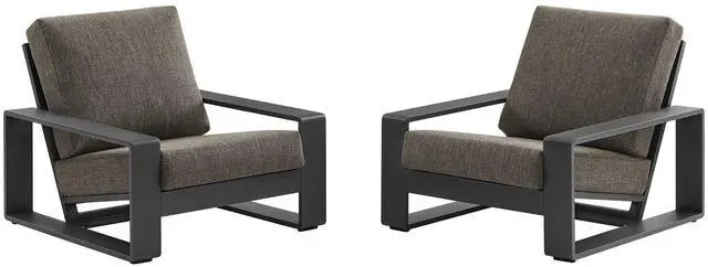 Main image of Lirienne Outdoor Patio Aluminum Faux Wood Armchairs Set of 2