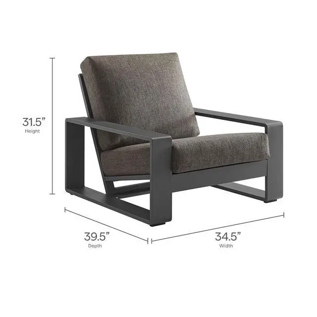 Alt view image 3 of 7 - Lirienne Outdoor Patio Aluminum Faux Wood Armchairs Set of 2