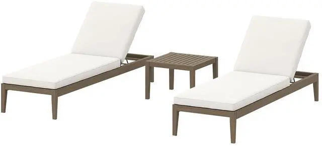 Main image of Northlake 3-Piece Outdoor Patio Teak Wood Furniture Set with Chaise Lounges and Side Table by Modway