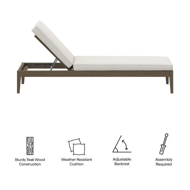 Alt view image 3 of 7 - Northlake Outdoor Patio Teak Chaise Lounge by Modway