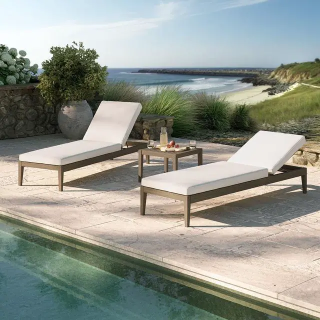 Alt view image 6 of 7 - Northlake 3-Piece Outdoor Patio Teak Wood Furniture Set with Chaise Lounges and Side Table by Modway