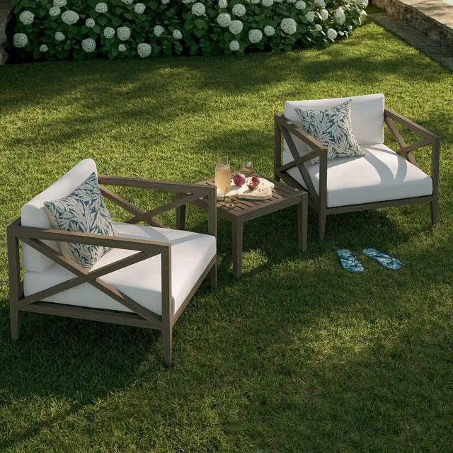 Alt view image 7 of 7 - Northlake 3-Piece Outdoor Patio Teak Wood Furniture Set with Armchair and Side Table by Modway