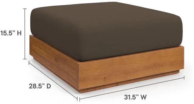 Alt view image 4 of 7 - Tahoe 2-Piece Outdoor Patio Acacia Wood Armchair and Ottoman Set by Modway