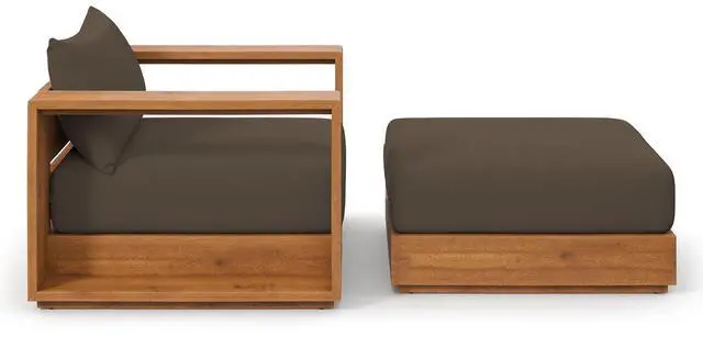 Alt view image 6 of 7 - Tahoe 2-Piece Outdoor Patio Acacia Wood Armchair and Ottoman Set by Modway