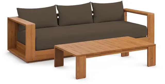 Main image of Tahoe 2-Piece Outdoor Patio Acacia Wood Sofa and Coffee Table Set by Modway