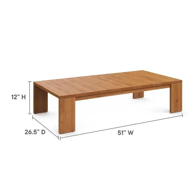Alt view image 4 of 7 - Tahoe 2-Piece Outdoor Patio Acacia Wood Sofa and Coffee Table Set by Modway