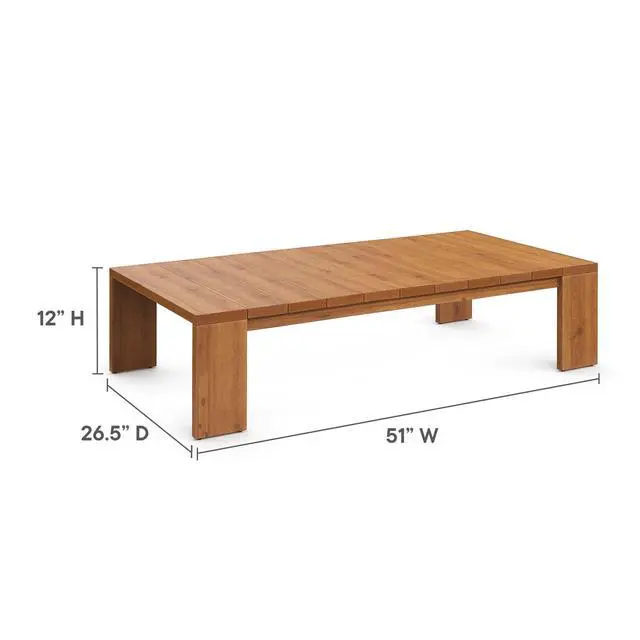Alt view image 4 of 7 - Tahoe Outdoor Patio Acacia Wood Coffee Table