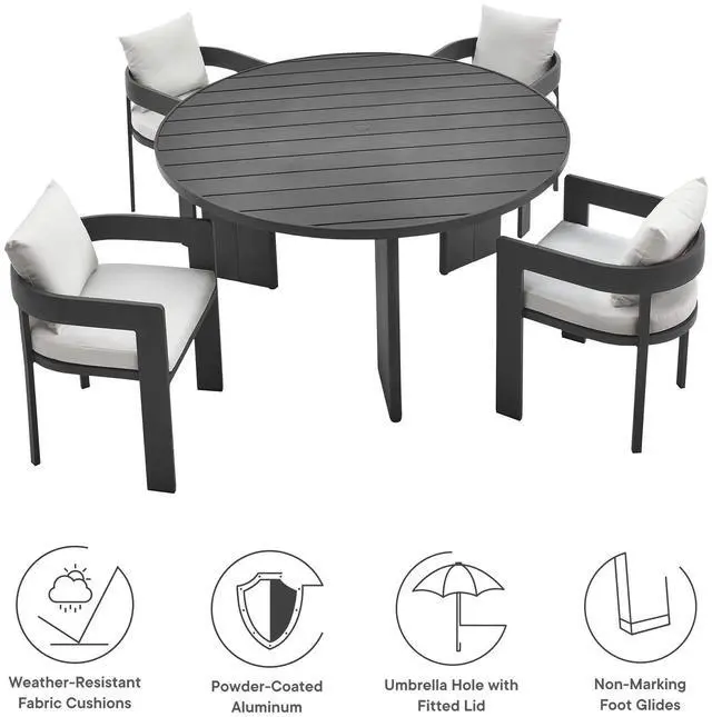 Alt view image 4 of 7 - Tahoe 5-Piece Outdoor Patio Aluminum Dining Set