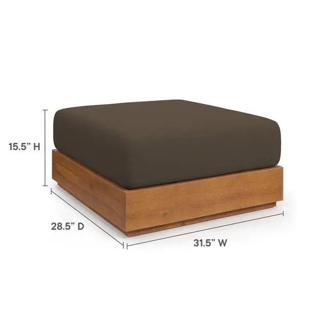 Alt view image 3 of 7 - Tahoe Outdoor Patio Acacia Wood Ottoman by Modway