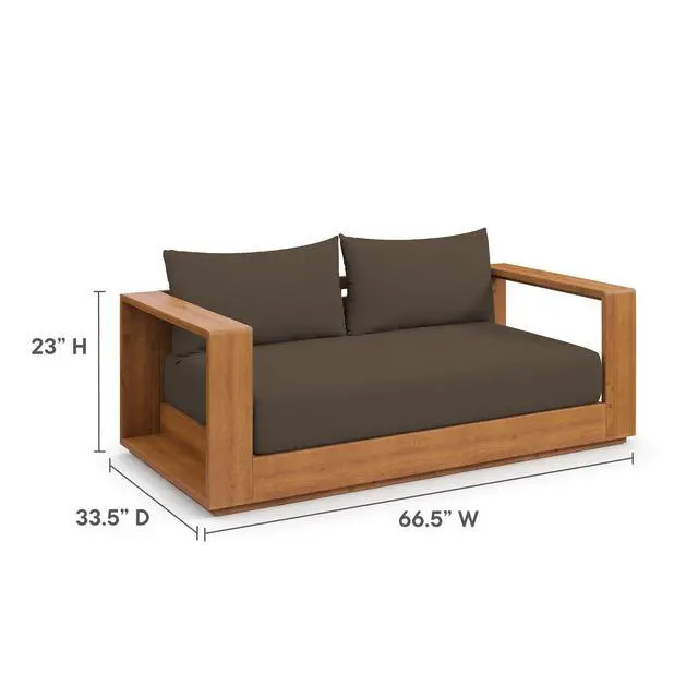 Alt view image 2 of 7 - Tahoe Acacia Wood Outdoor Patio Acacia Wood Loveseat by Modway