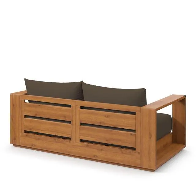Alt view image 6 of 7 - Tahoe Acacia Wood Outdoor Patio Acacia Wood Loveseat by Modway