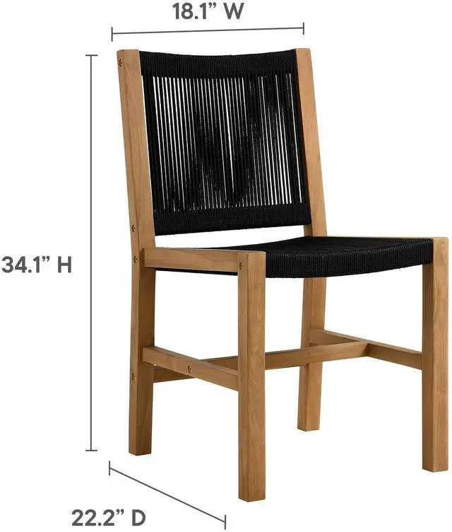 Alt view image 2 of 7 - Vienna 7-Piece Outdoor Patio Teak and Rope Dining Set with Armless Chairs by Modway