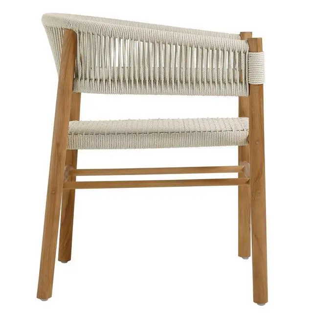 Alt view image 5 of 7 - Vienna Outdoor Patio Teak and Rope Curved-Back Dining Armchairs Set of 2