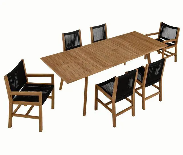 Main image of Vienna 7-Piece Outdoor Patio Teak and Rope Dining Set by Modway