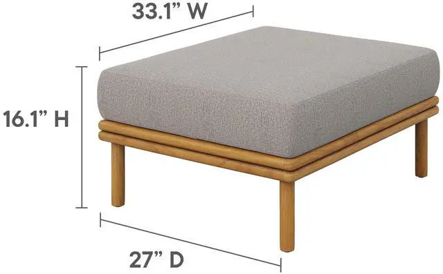 Alt view image 4 of 7 - Wren 2-Piece Outdoor Patio Teak Wood Sofa and Ottoman Set by Modway