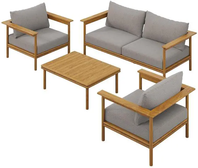 Main image of Wren 4-Piece Outdoor Patio Teak Wood Furniture Set by Modway