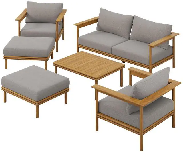 Main image of Wren 6-Piece Outdoor Patio Teak Wood Furniture Set by Modway