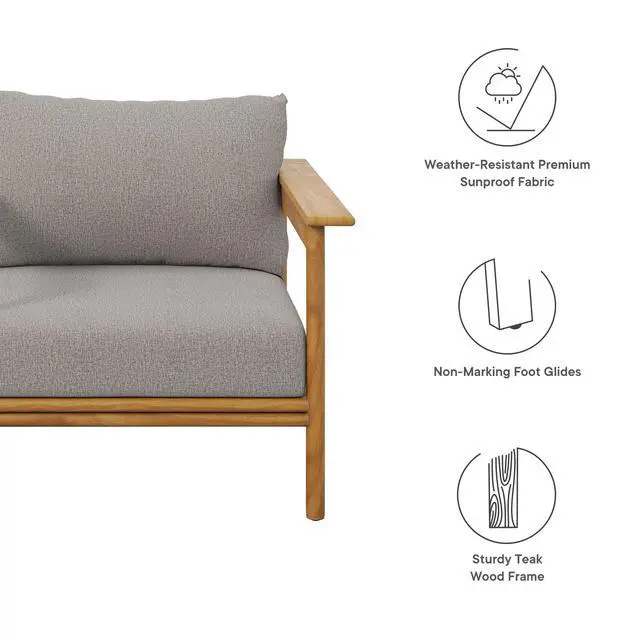 Alt view image 2 of 7 - Wren Outdoor Patio Teak Wood Armchair by Modway
